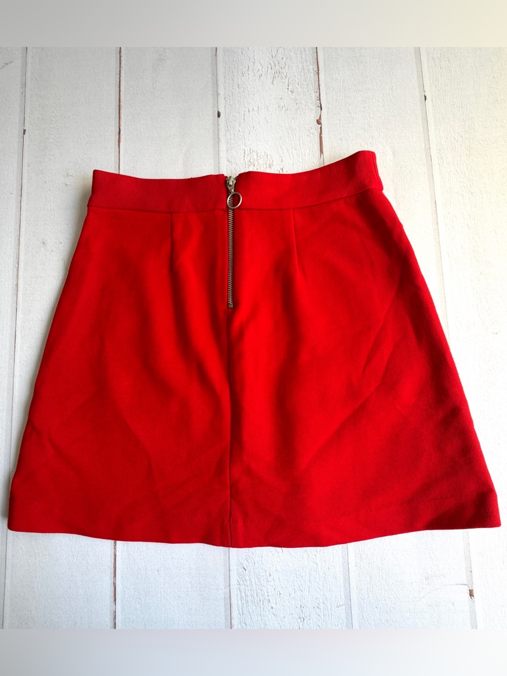 Anthropologie Maeve Red Ponte Knit A-Line Mini Skirt Pockets Size 2 - Picture 4 of 6